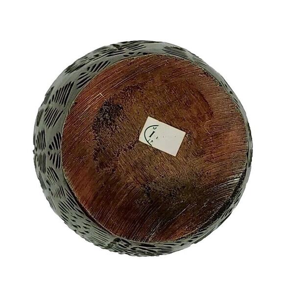 Stunning Bronze Art Vase with Leaf Pattern Vintage Cemetary-Style 5.13" × 11.75" - Picture 6 of 6